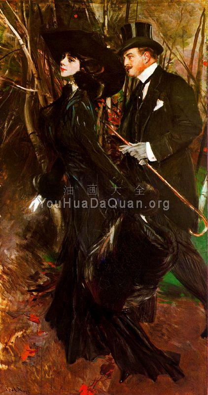 Walking in the Bois de Boulogne - 乔瓦尼·波尔蒂尼